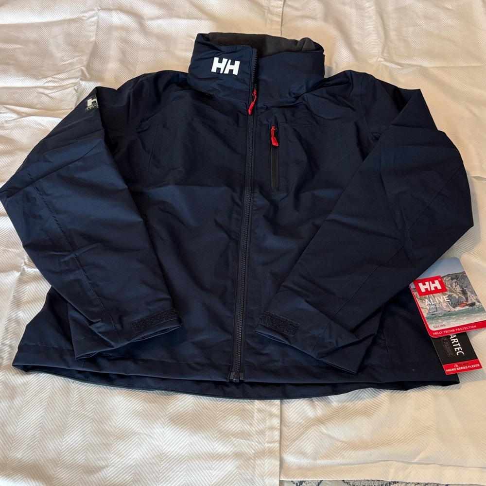 NEW Helly Hansen Crew Hooded Midlayer Sailing Jacket 2.0 Navy Blue Sz Small